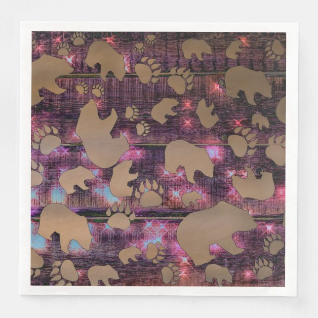Bear Pattern Paper Dinner Napkins (Front)