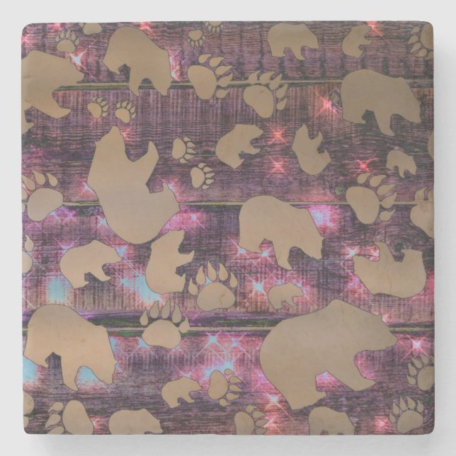 Bear Pattern Stone Coaster (Front)