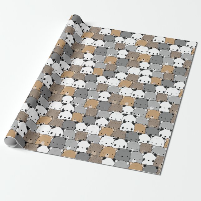  Bear Pattern Wrapping Paper (Unrolled)