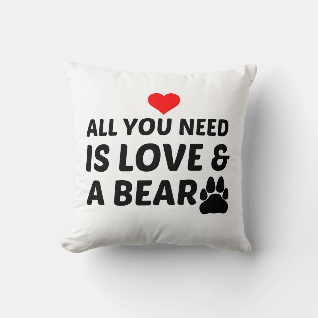 BEAR PAW AND LOVE THROW PILLOW (Front)