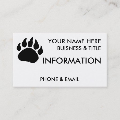 Customizable Bear Paw Buisness Cards Business Cards