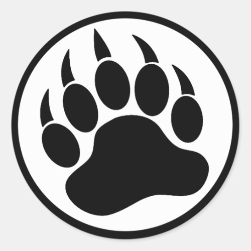 BEAR PAWCLAW BLACK AND WHITE CLASSIC ROUND STICKER