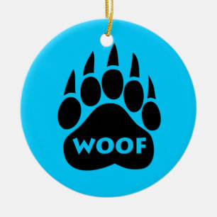 Bear Paw Gay Pride "WOOF" Round Christmas Ornament