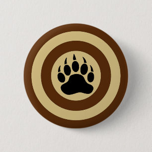Bear Paw in Super Hero Shield Pinback Button