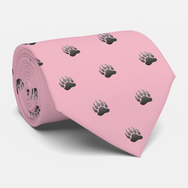Bear Paw Metallic (pale pink) Neck Tie (Rolled)