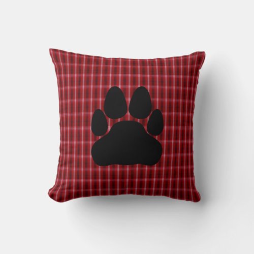Bear Paw Plaid Cabin Style Throw Pillow