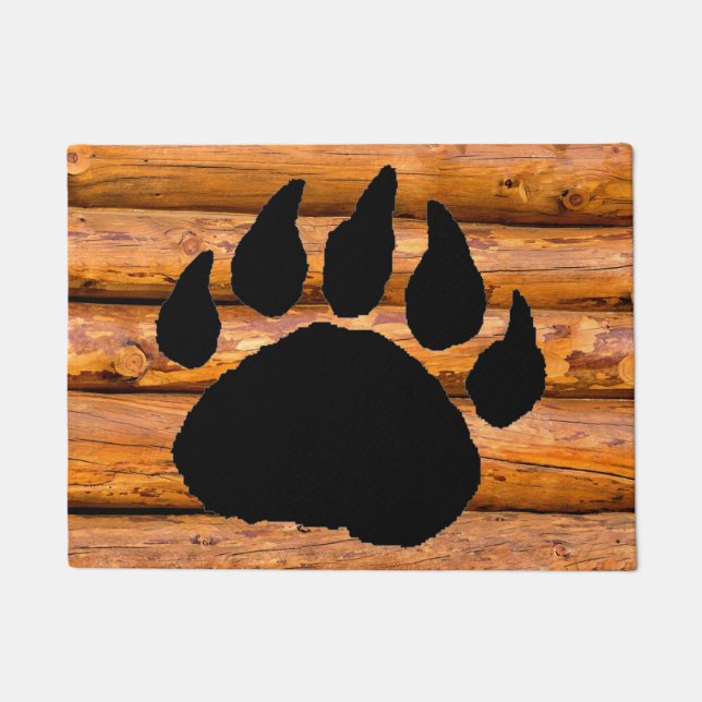BEAR PAW PRINT AND LOGS DOORMAT (Front)