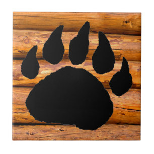 BEAR PAW PRINT AND LOGS TILE