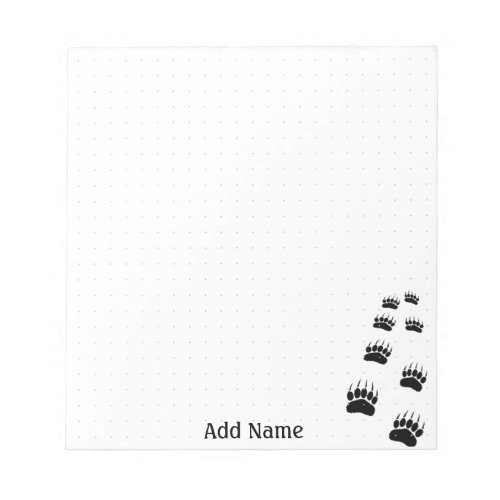 Bear Paw Print Custom Dot Grid Notepad