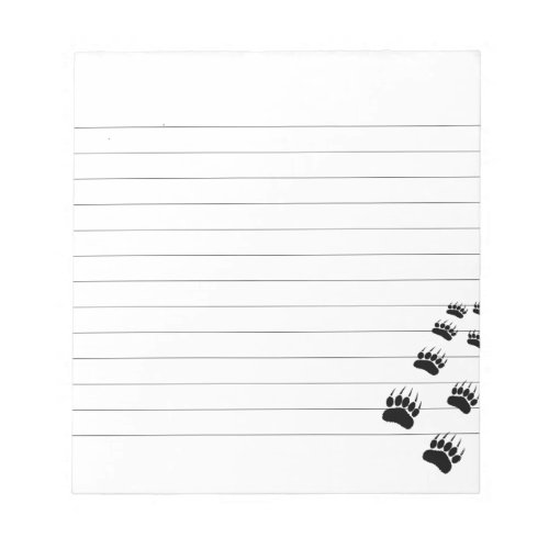 Bear Paw Print Lined Notepad