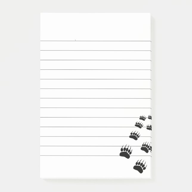 Bear Paw Print Lined Post-it Notes (Front)