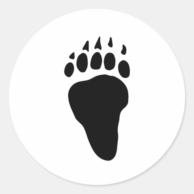 Bear Paw Print Silhouette Classic Round Sticker (Front)