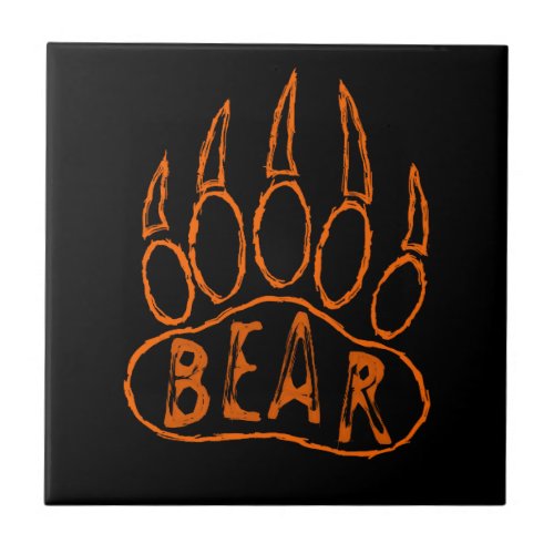 Bear Paw Print With Text Ceramic Tile