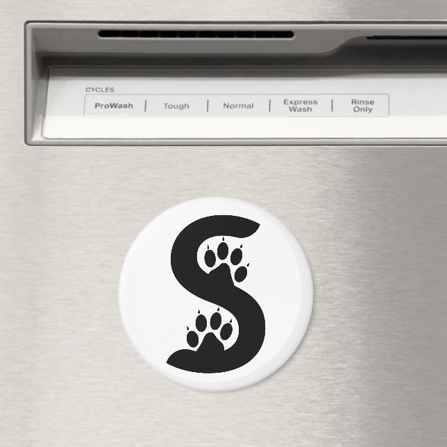 Bear Paw Prints Letter S monogram Magnet (In Situ (Dishwasher))