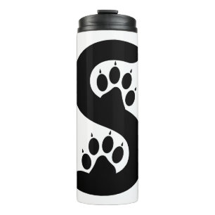 Bear Paw Prints Letter S monogram Thermal Tumbler