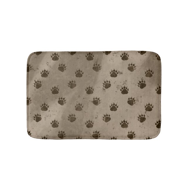Bear Paw Prints Pattern Bath Mat (Front)