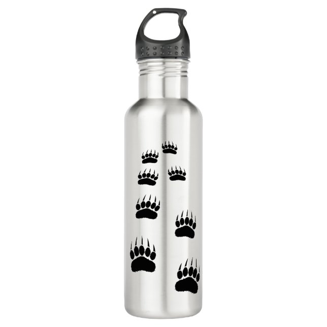 Bear Paw Prints Stainless Steel Water Bottle (Front)