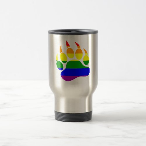 Bear Paw Rainbow Flag Neat Clean look _Travel Mug