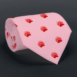 Bear Paw Red  (pale pink) Tie<br><div class="desc">A  little red bear paw print with subtle heart accents,  on a tie,  for your favourite Daddy.</div>