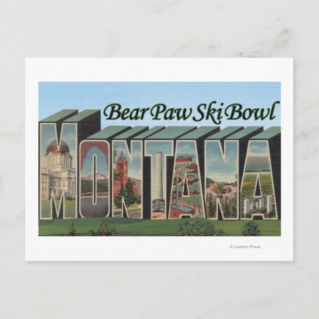 Bear Paw Ski Bowl, Montana - Large Letter Scenes Postcard (Front)