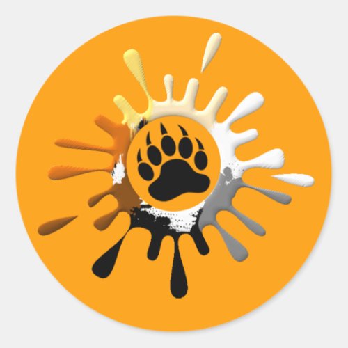 Bear Paw Splash Bear Pride Colors Classic Round Sticker