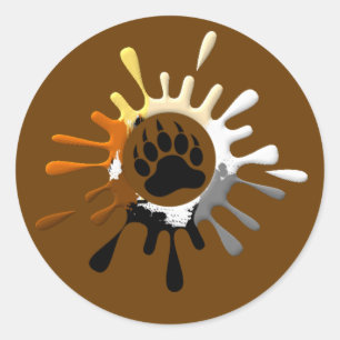 Bear Paw Splash Bear Pride Colors Classic Round Sticker