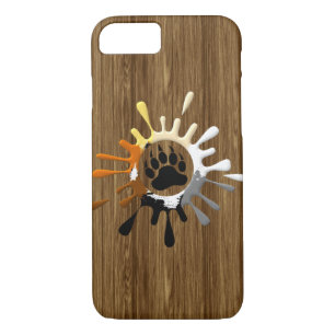 Bear Paw Splash Bear Pride Colors on wood print iPhone 8/7 Case