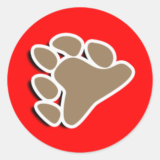 BEAR PAW SYMBOL 3D CLASSIC ROUND STICKER