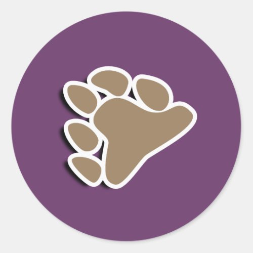 BEAR PAW SYMBOL 3D CLASSIC ROUND STICKER