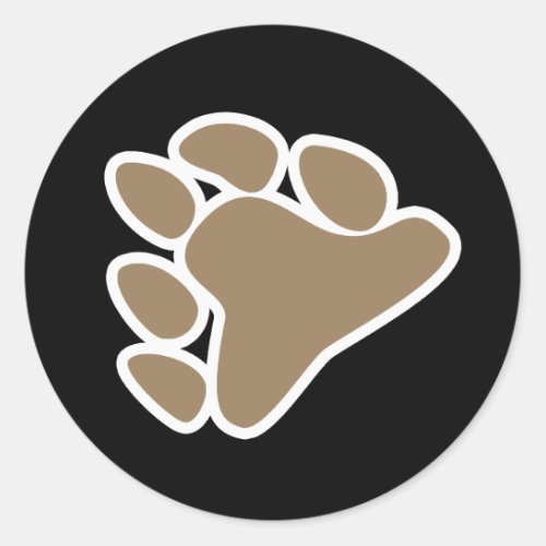 BEAR PAW SYMBOL 3D CLASSIC ROUND STICKER