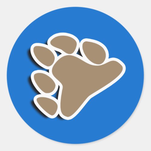 BEAR PAW SYMBOL 3D CLASSIC ROUND STICKER