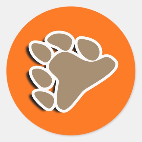 BEAR PAW SYMBOL 3D CLASSIC ROUND STICKER