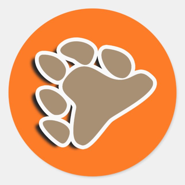 BEAR PAW SYMBOL 3D CLASSIC ROUND STICKER (Front)