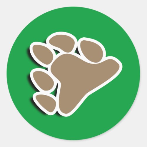 BEAR PAW SYMBOL 3D CLASSIC ROUND STICKER