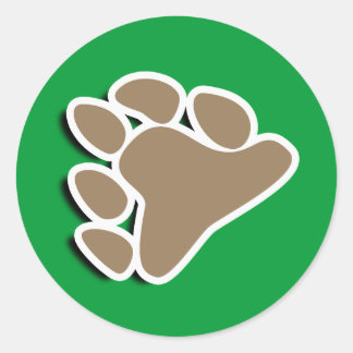 BEAR PAW SYMBOL 3D CLASSIC ROUND STICKER
