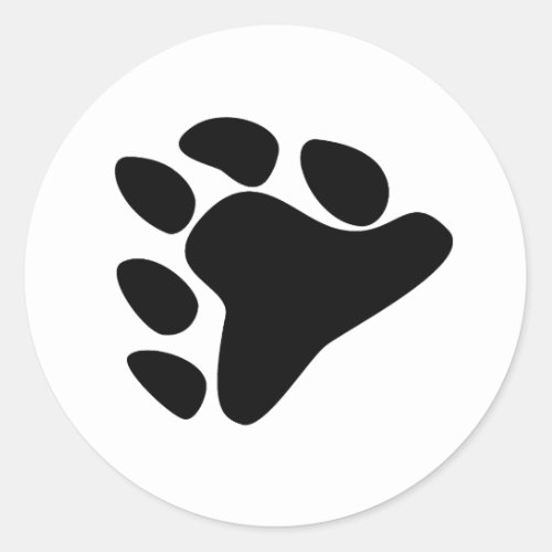 BEAR PAW SYMBOL BLACK CLASSIC ROUND STICKER