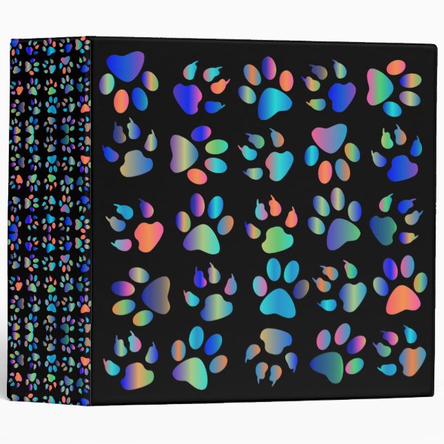 Bear paw tracks rainbow footprints school 3 ring binder (Front/Spine)