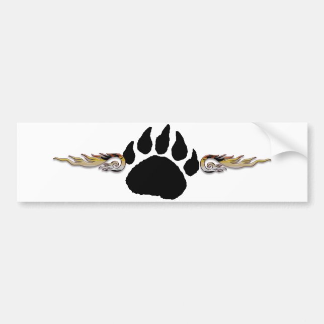Bear Paw with Flames Bumper Sticker (Front)