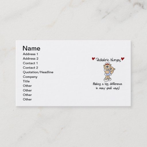 Customizable Bear Pediatric Nurses T-shirts and Gifts Business Cards