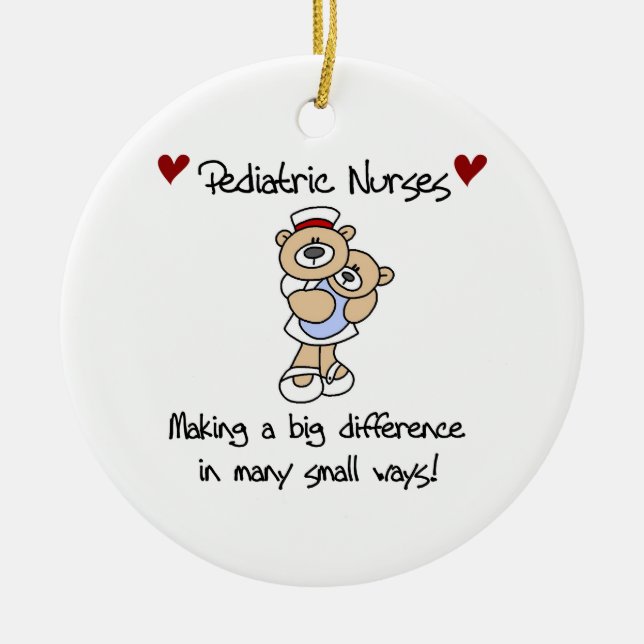 Bear Pediatric Nurses T-shirts and Gifts Ceramic Ornament (Front)