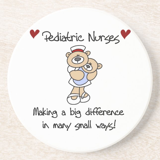 Bear Pediatric Nurses T-shirts and Gifts Drink Coaster (Front)