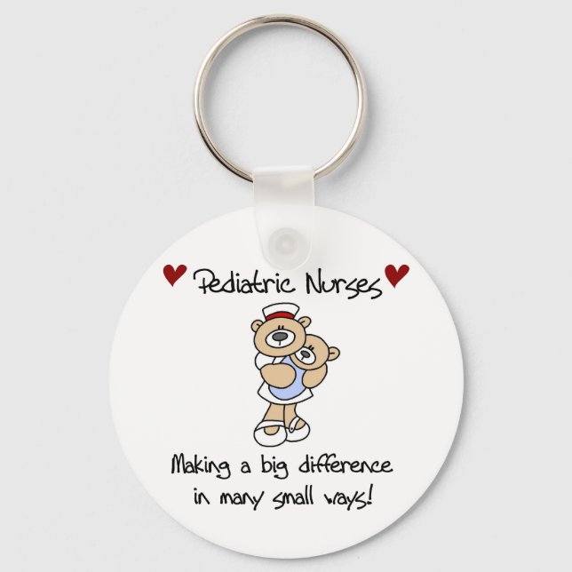 Bear Pediatric Nurses T-shirts and Gifts Keychain (Front)