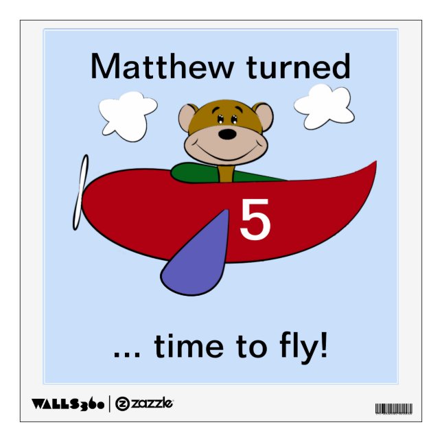 Bear Personalized Birthday Wall Sticker (Front)