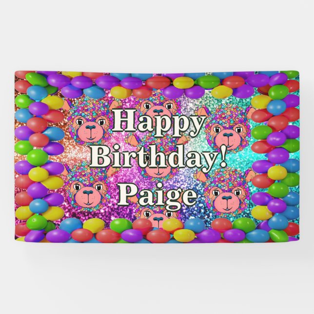 Bear Personalized character birthday banner (Horizontal)