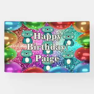 Bear Personalized character birthday banner