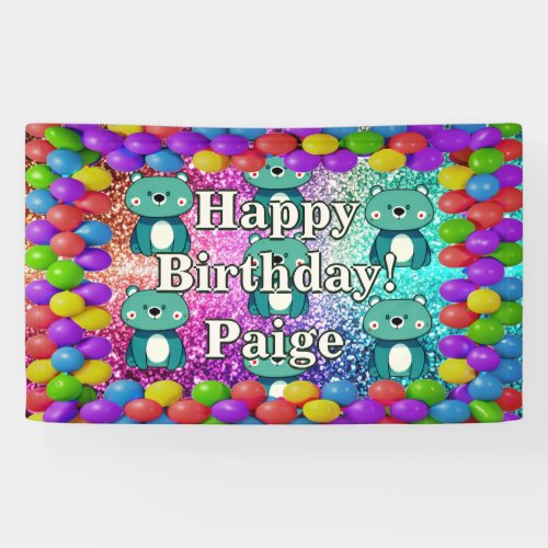 Bear Personalized character birthday banner
