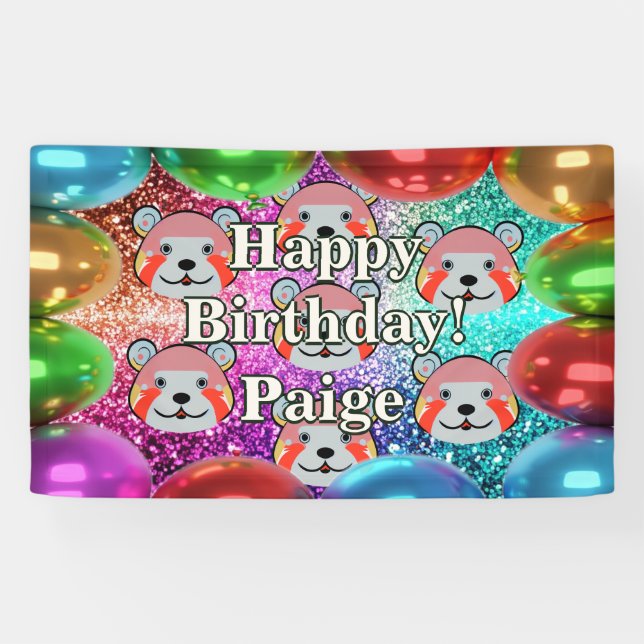 Bear Personalized character birthday banner (Horizontal)