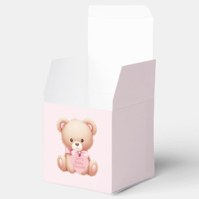 Bear Pink Baby Shower Favor Boxes (Opened)