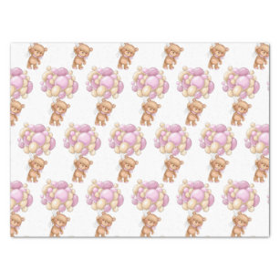 Bear Pink Balloons Baby Shower Tissue Paper