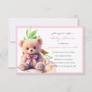Bear Pink Bow Baby Shower It's a Girl